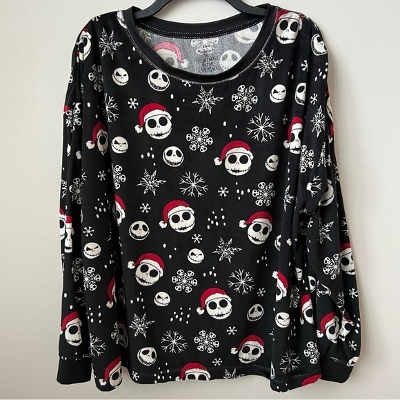 Disney Other - Nightmare Before Christmas Jack Skellington Santa Hat Fleece Pajama Top Size 3X